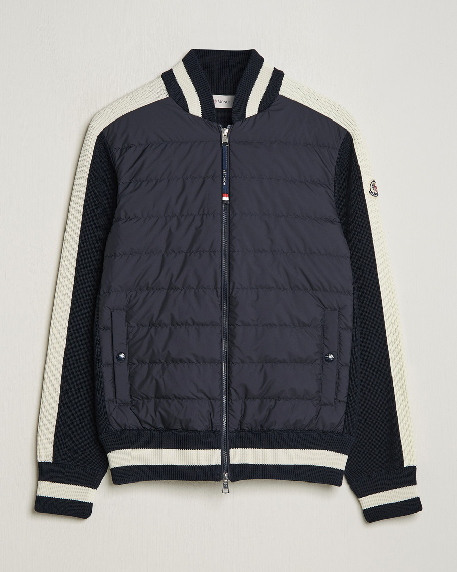 Mies | Puserot | Moncler | Contrast Rib Padded Cardigan Navy