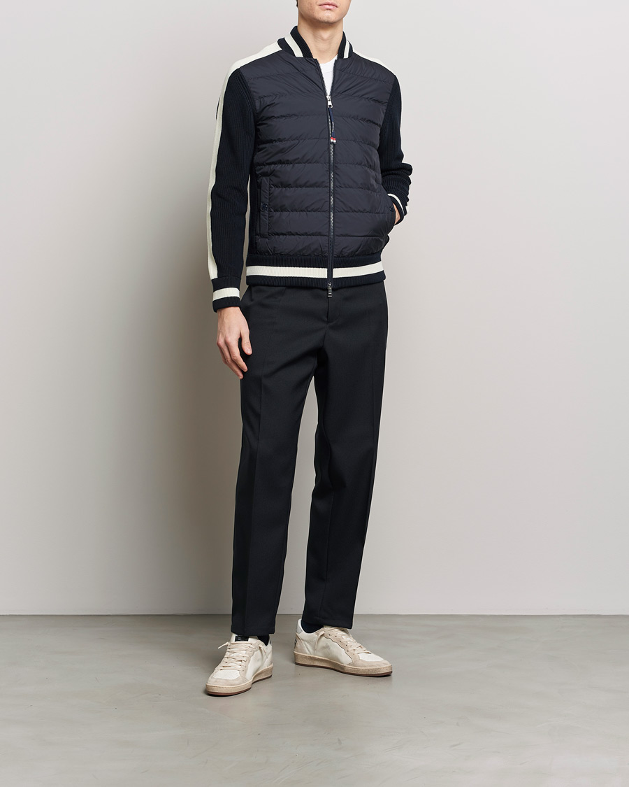 Mies | Puserot | Moncler | Contrast Rib Padded Cardigan Navy