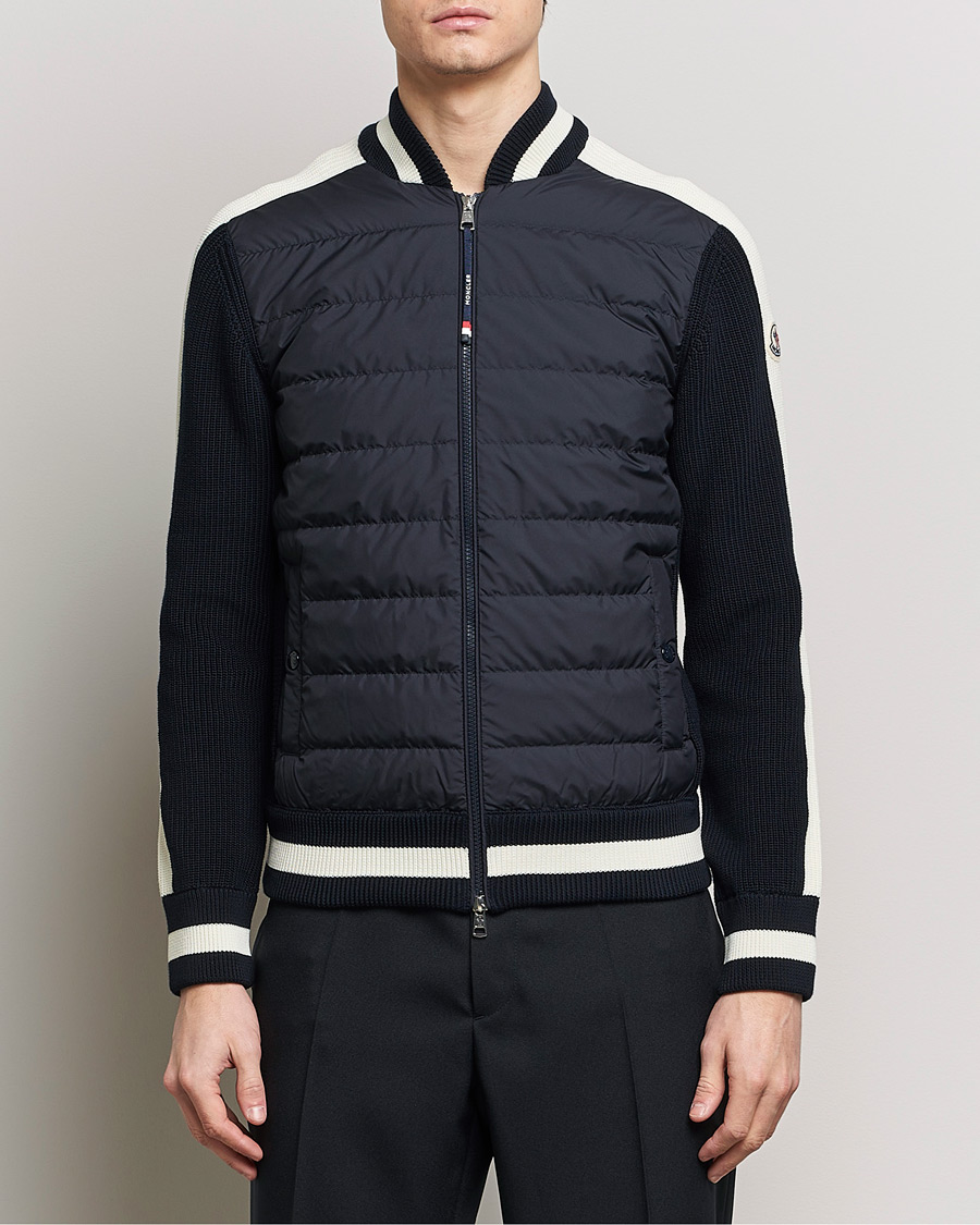 Mies | Luxury Brands | Moncler | Contrast Rib Padded Cardigan Navy