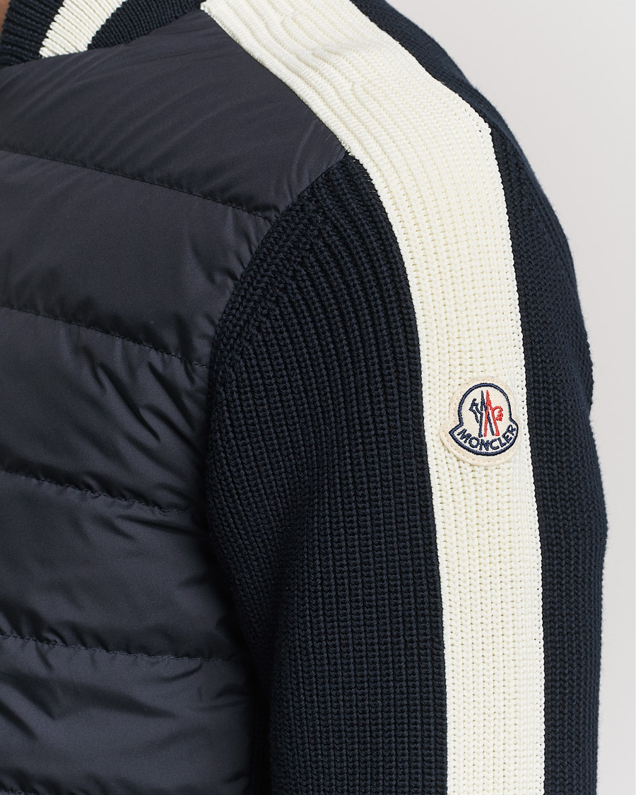 Mies | Puserot | Moncler | Contrast Rib Padded Cardigan Navy