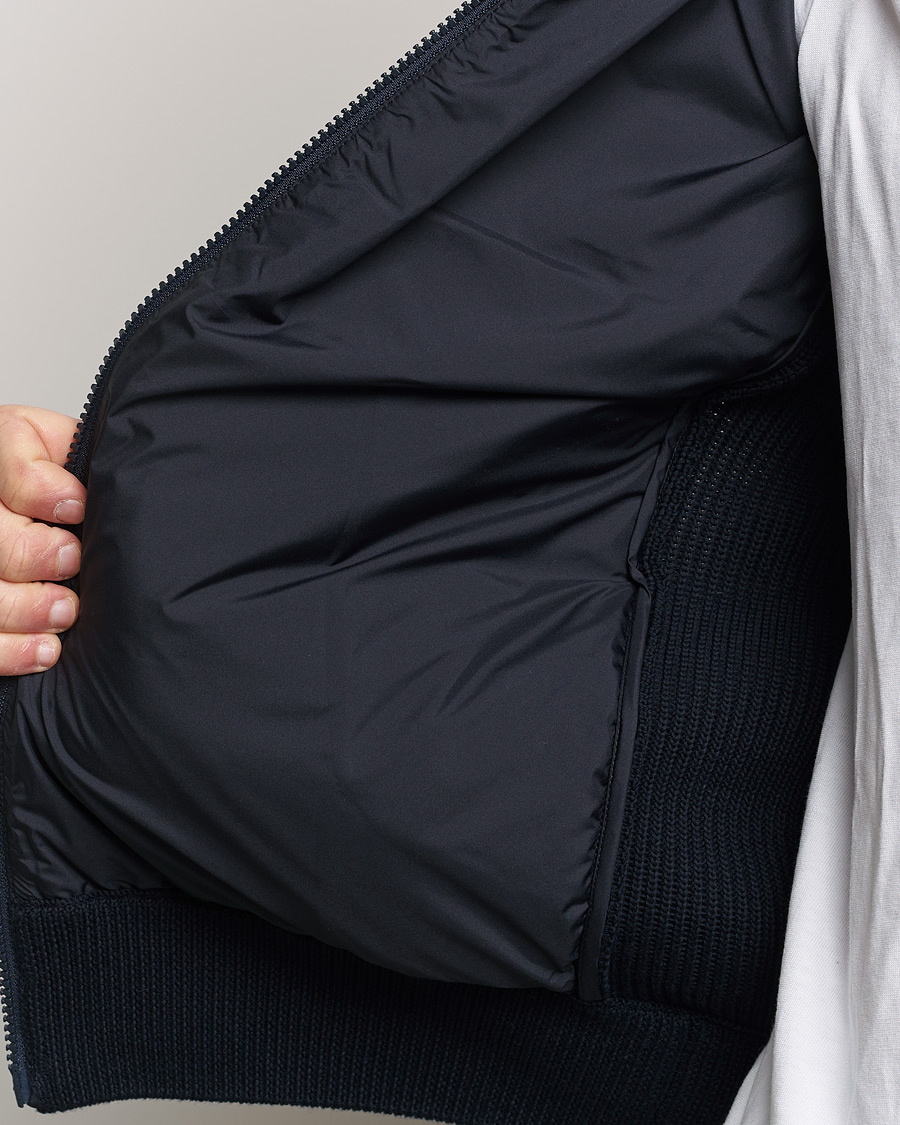 Mies | Puserot | Moncler | Contrast Rib Padded Cardigan Navy