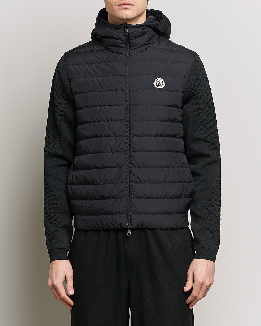 Mies | Puserot | Moncler | Hooded Hybrid Zip Cardigan Black