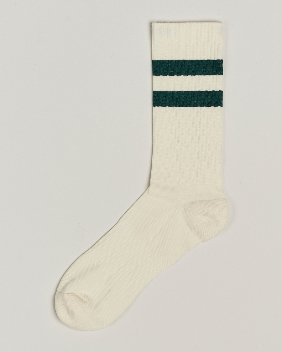 Mies | Alusvaatteet | Sweyd | Two Stripe Cotton Socks White/Green