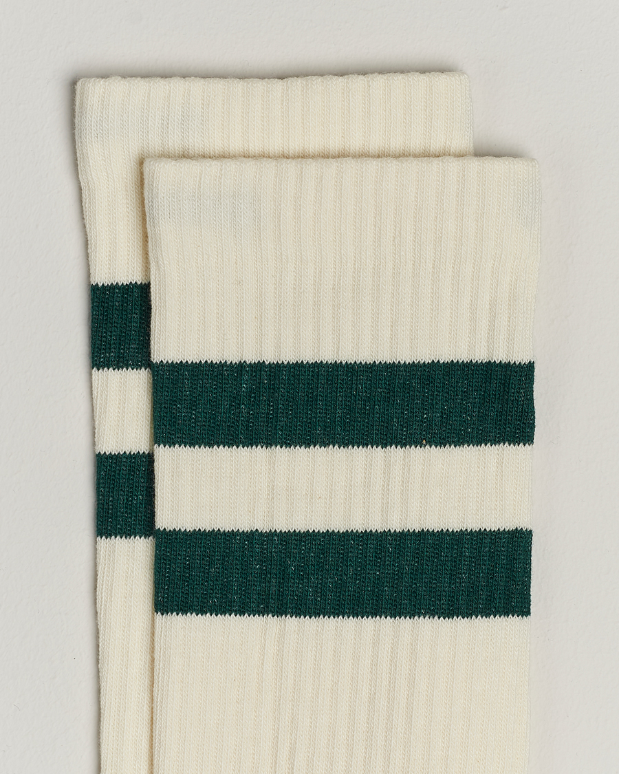 Mies | Vaatteet | Sweyd | Two Stripe Cotton Socks White/Green