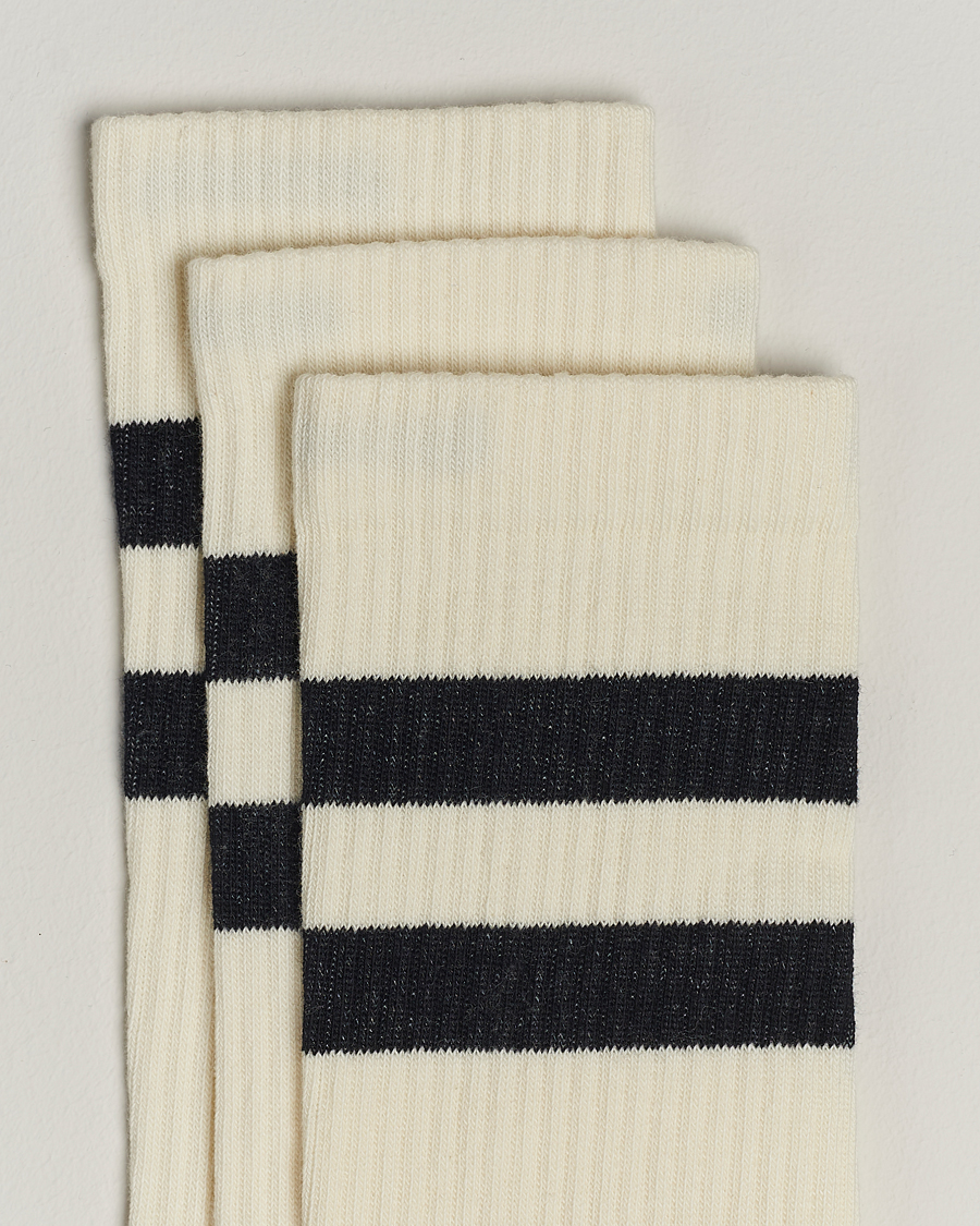 Mies | Alusvaatteet | Sweyd | 3-Pack Two Stripe Cotton Socks White/Black
