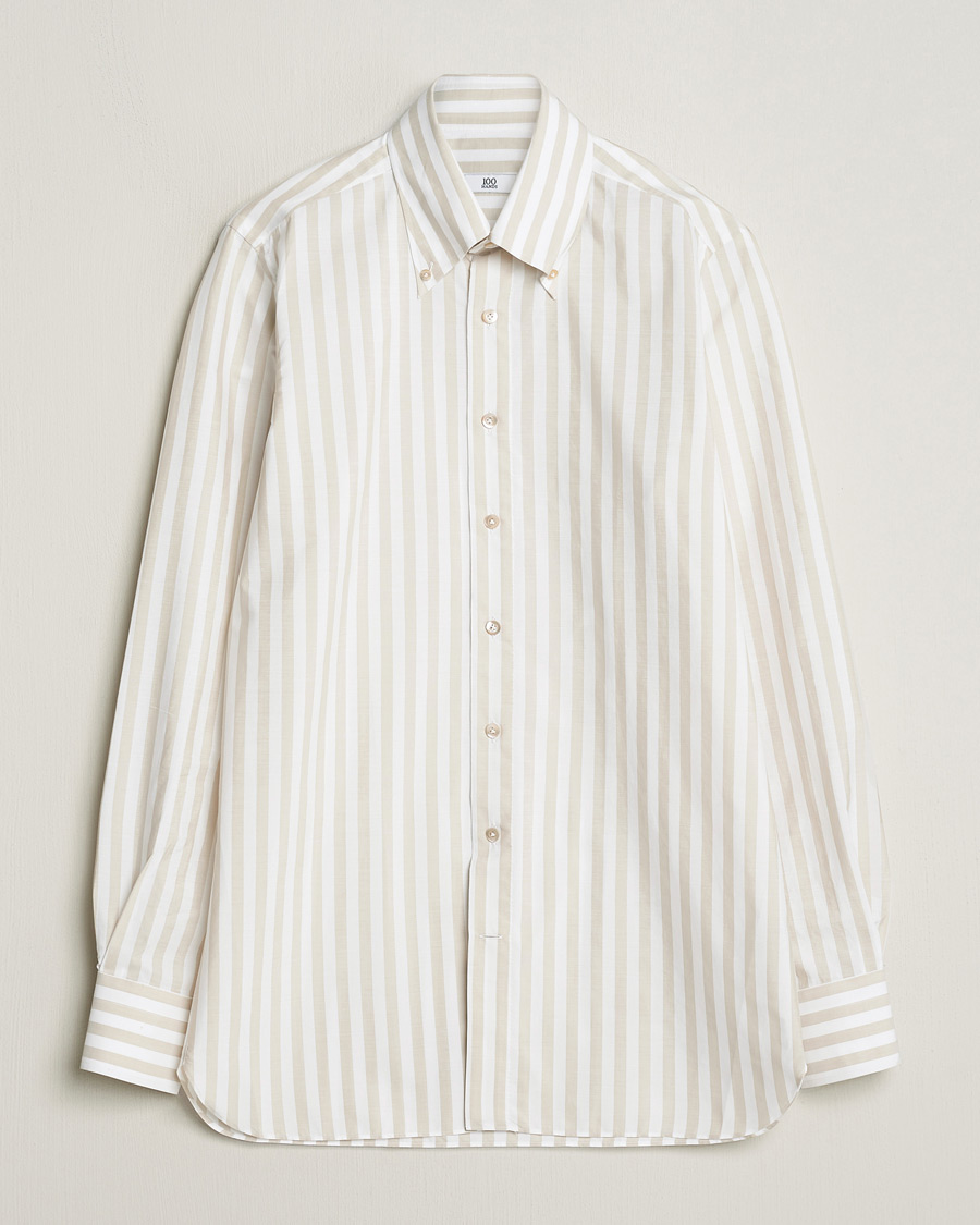 Miehet |  | 100Hands | Striped Cotton Shirt Brown/White