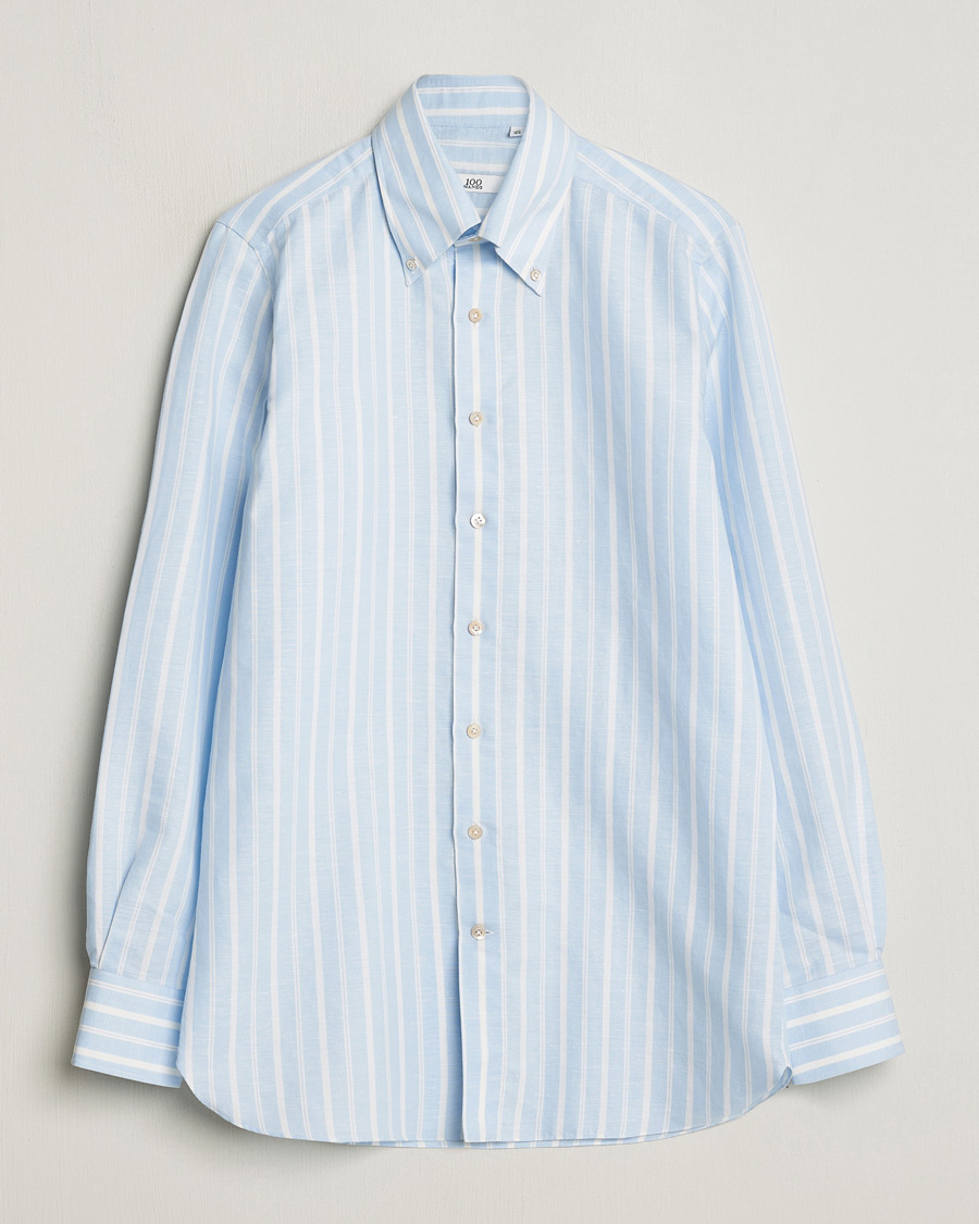 Mies | Kauluspaidat | 100Hands | Cotton Striped Shirt Light Blue