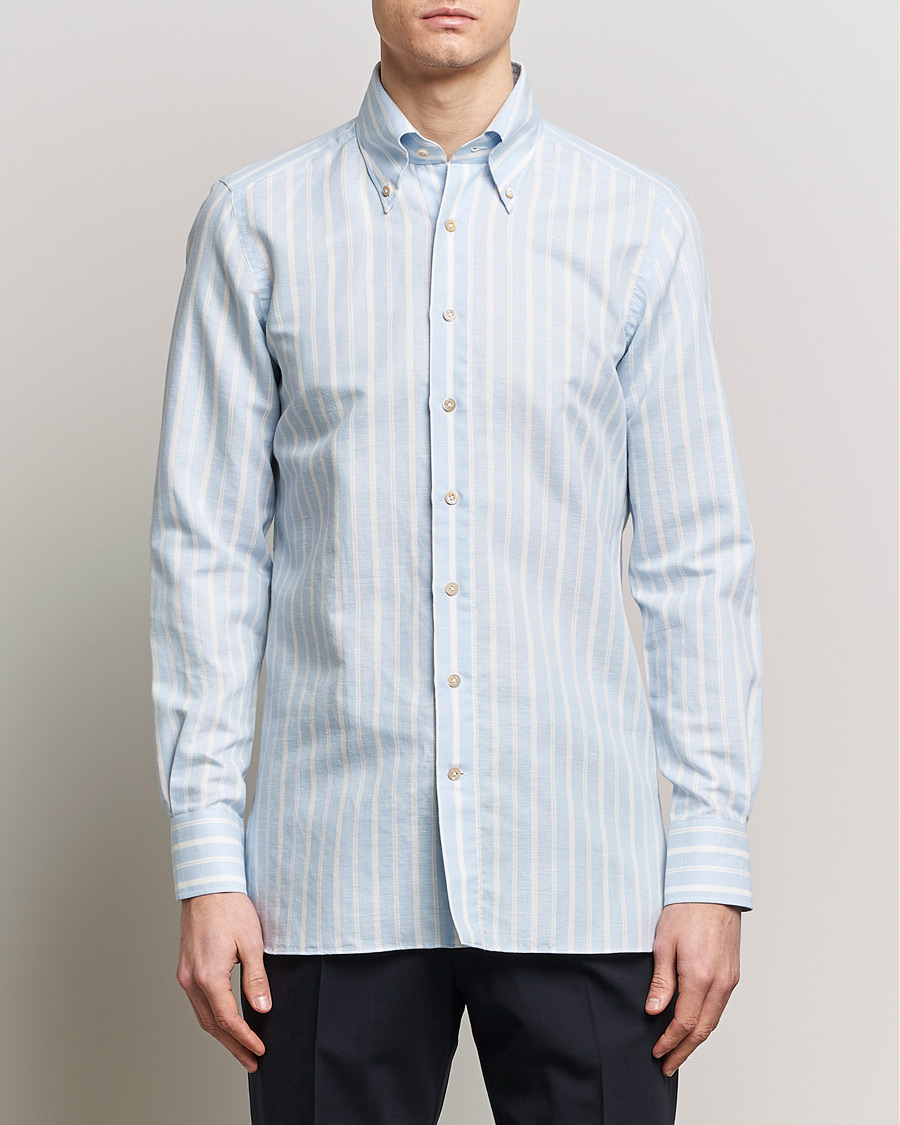 Mies | Luxury Brands | 100Hands | Cotton Striped Shirt Light Blue