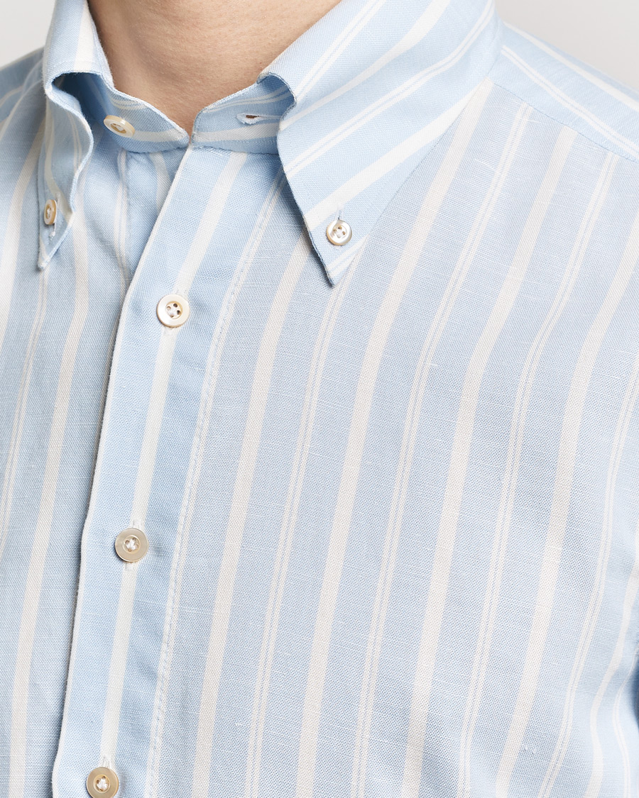 Mies | Kauluspaidat | 100Hands | Cotton Striped Shirt Light Blue