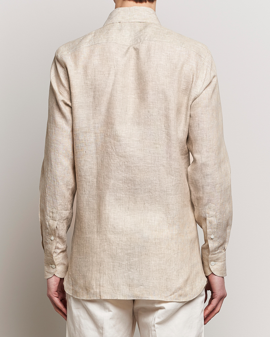 Mies | Kauluspaidat | 100Hands | Striped Linen Shirt Brown