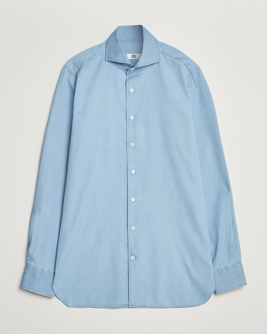 Mies | Kauluspaidat | 100Hands | Ice Wash Denim Shirt Light Blue