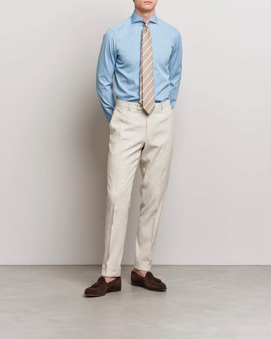 Mies | Kauluspaidat | 100Hands | Ice Wash Denim Shirt Light Blue