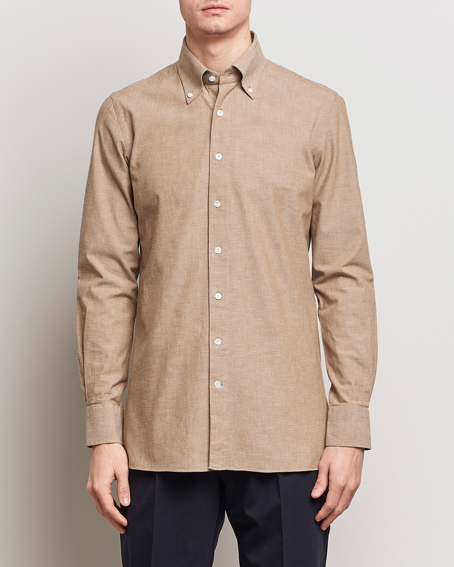 Mies | Kauluspaidat | 100Hands | Japanese Chambray Shirt Brown