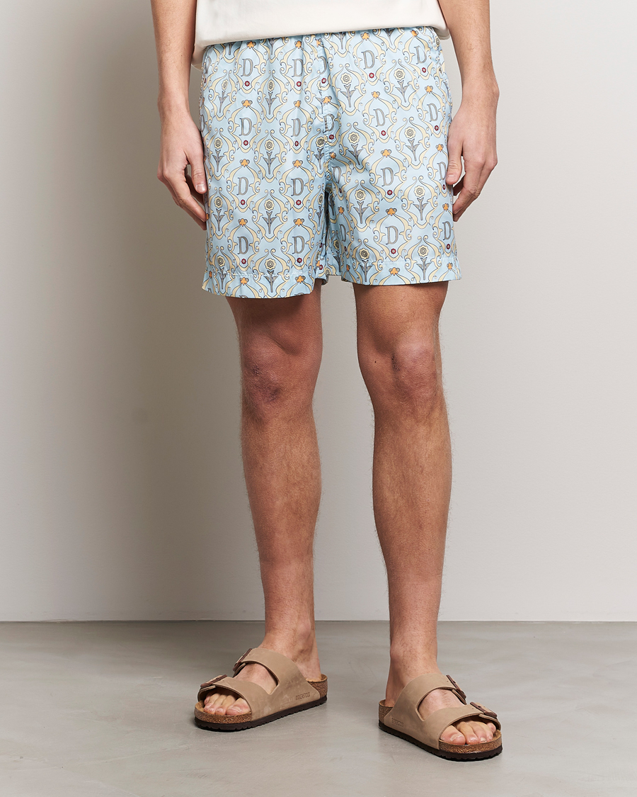 Mies | Uimahousut | Drôle de Monsieur | Ornaments Swim Shorts Light Blue
