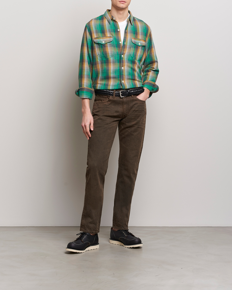 Mies | Farkut | RRL | Slim Fit 5-Pocket Denim Distressed Brown Wash