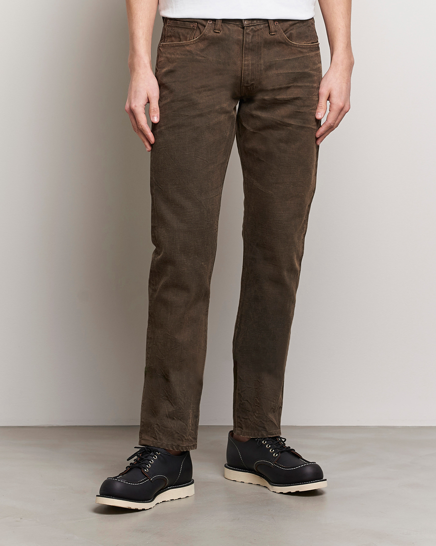 Mies | Farkut | RRL | Slim Fit 5-Pocket Denim Distressed Brown Wash