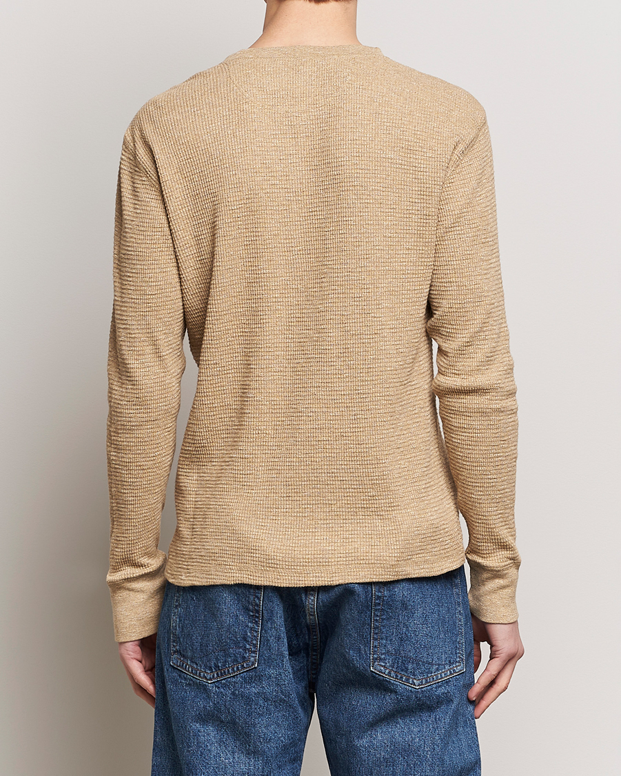 Mies | Puserot | RRL | Long Sleeve Henley Tan Heather
