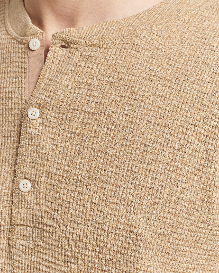 Mies | Puserot | RRL | Long Sleeve Henley Tan Heather