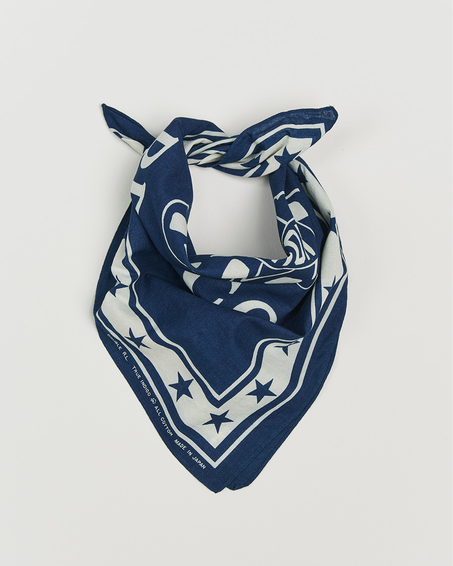 Mies | RRL Car Club Print Bandana Indigo/Cream | RRL | Car Club Print Bandana Indigo/Cream