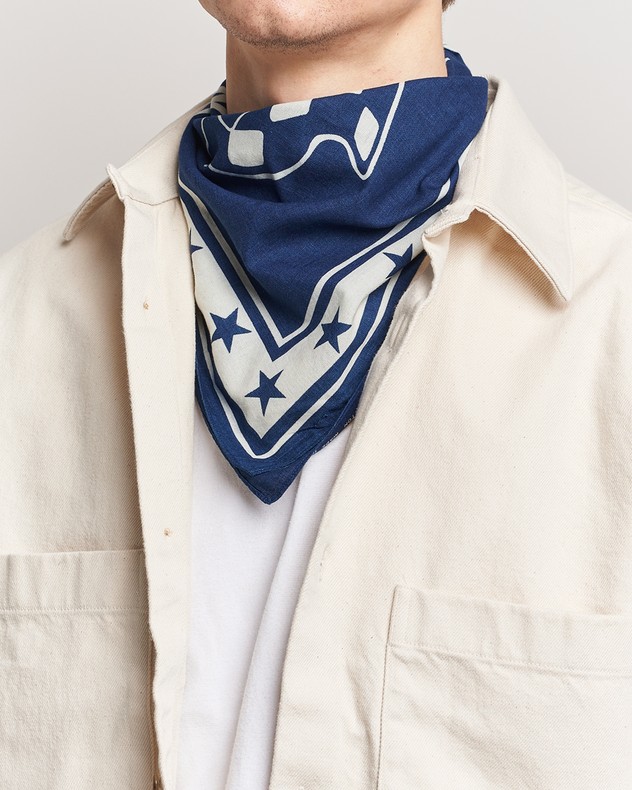 Mies | RRL Car Club Print Bandana Indigo/Cream | RRL | Car Club Print Bandana Indigo/Cream