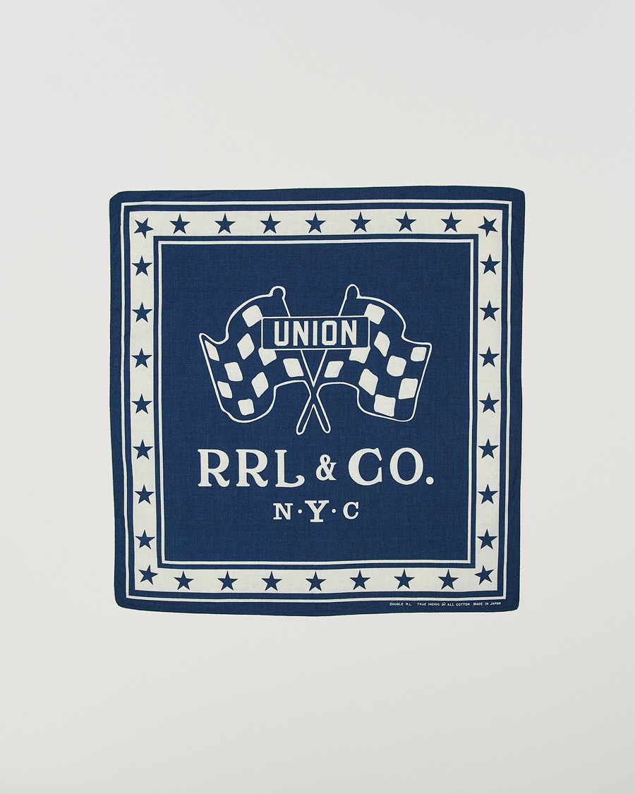 Mies | RRL Car Club Print Bandana Indigo/Cream | RRL | Car Club Print Bandana Indigo/Cream