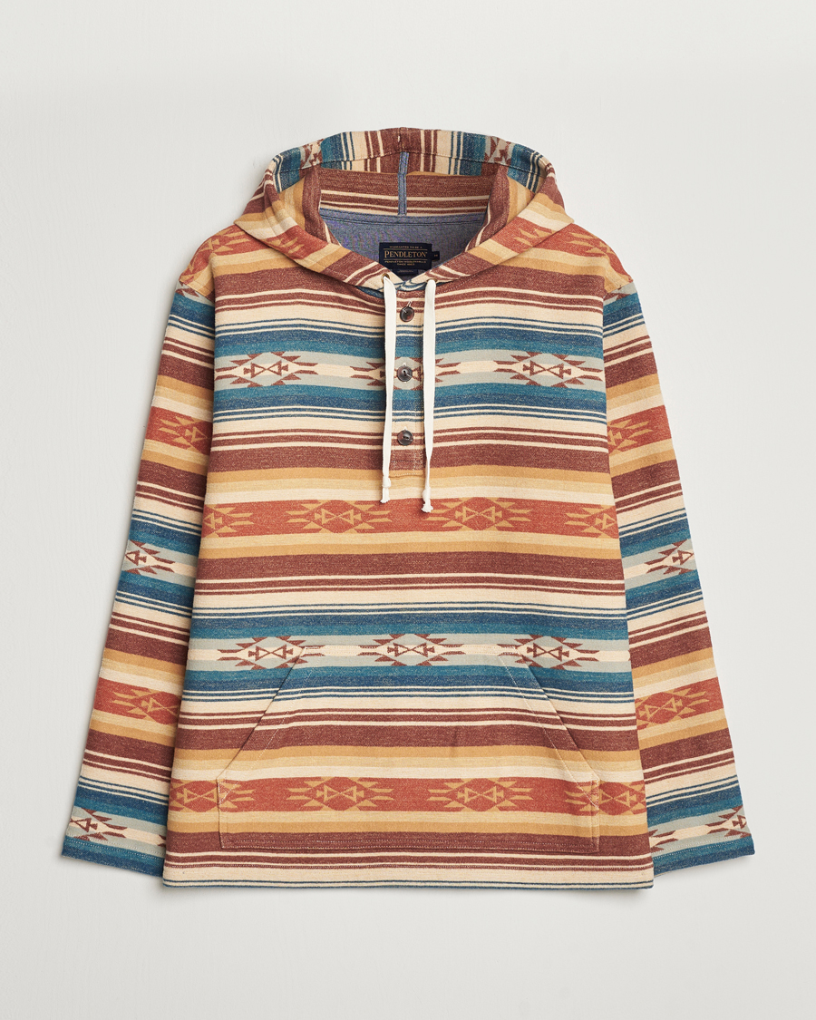 Mies | Puserot | Pendleton | Driftwood Hoody Azure/Brown Stripe