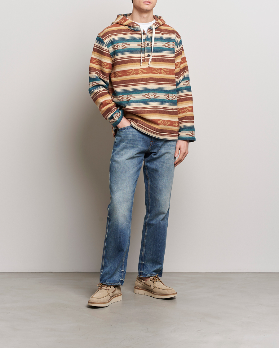 Mies | Puserot | Pendleton | Driftwood Hoody Azure/Brown Stripe