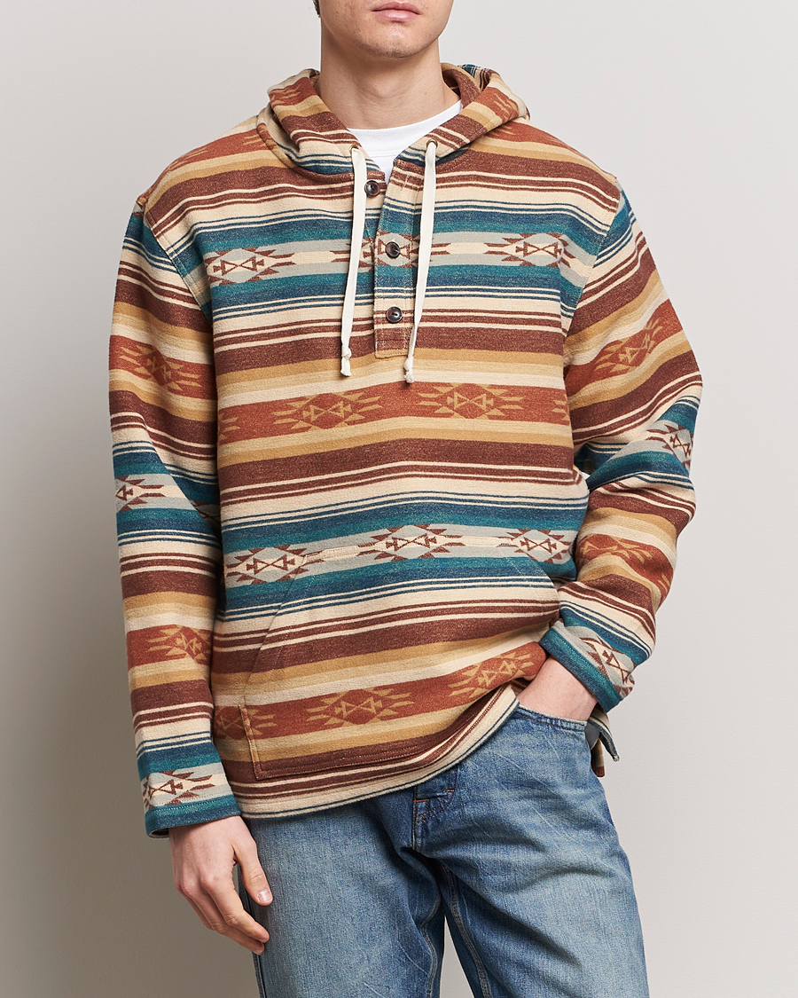Mies | Puserot | Pendleton | Driftwood Hoody Azure/Brown Stripe