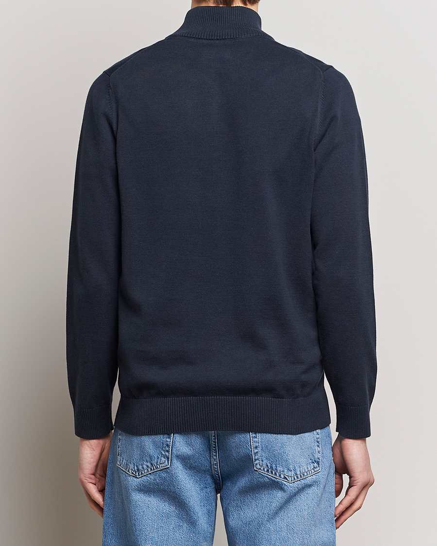 Mies | Puserot | Lyle & Scott | Cotton Knitted Half Zip Dark Navy