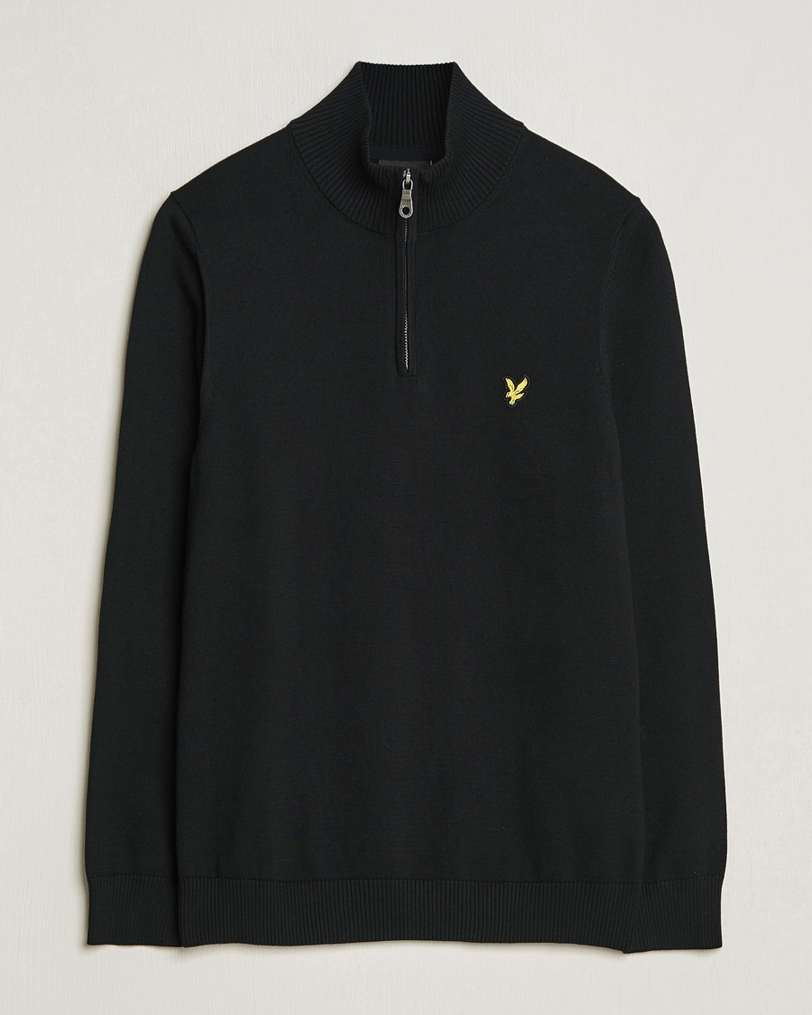 Mies | Puserot | Lyle & Scott | Cotton Knitted Half Zip Jet Black