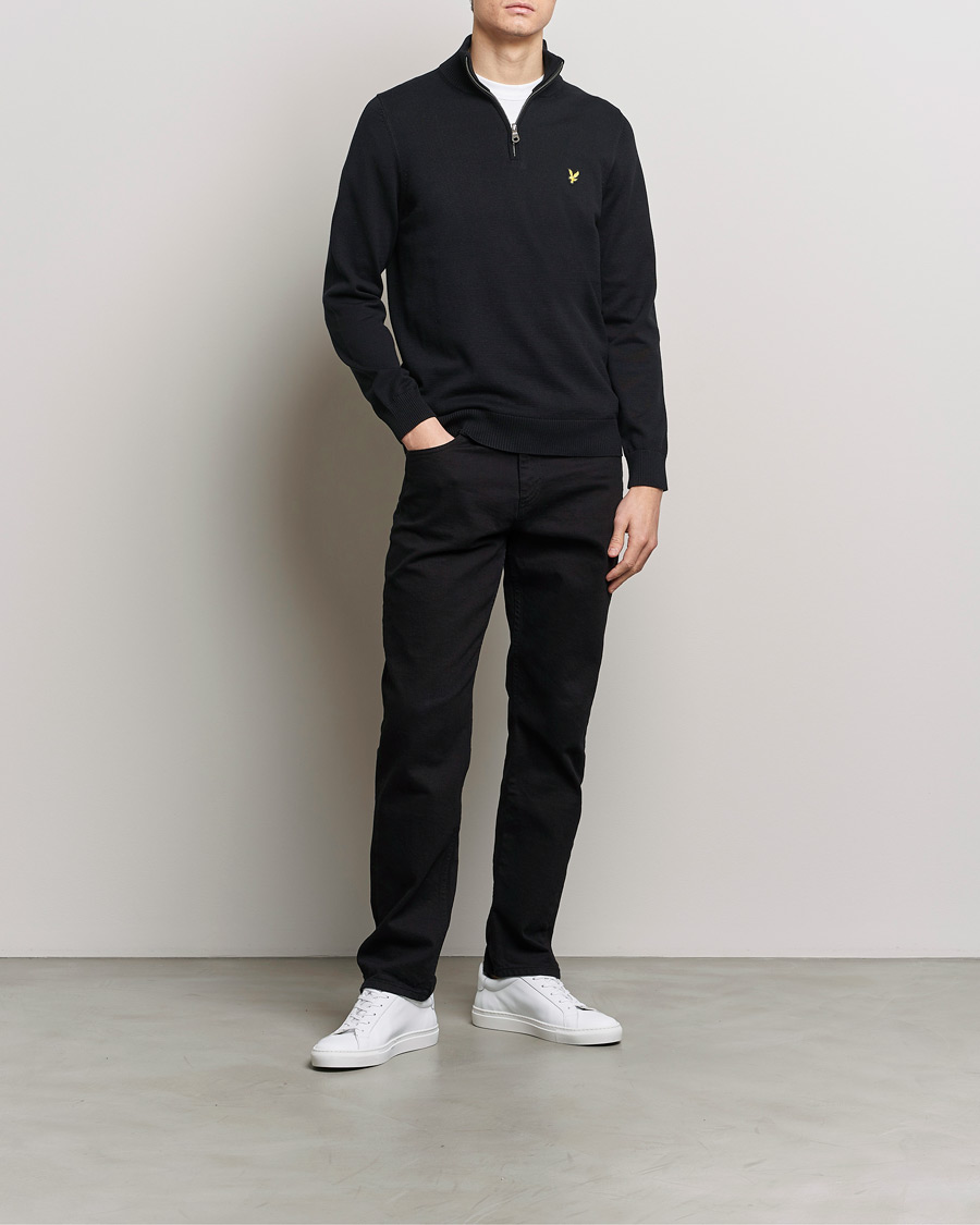 Mies | Puserot | Lyle & Scott | Cotton Knitted Half Zip Jet Black