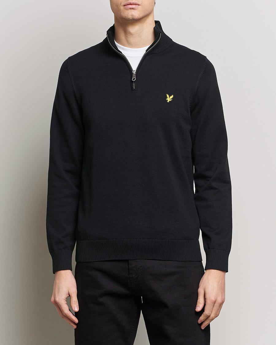 Mies | Puserot | Lyle & Scott | Cotton Knitted Half Zip Jet Black
