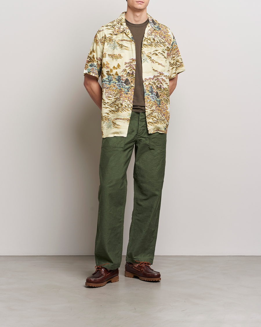 Mies | Kauluspaidat | orSlow | Printed Rayon Camp Shirt Yellow