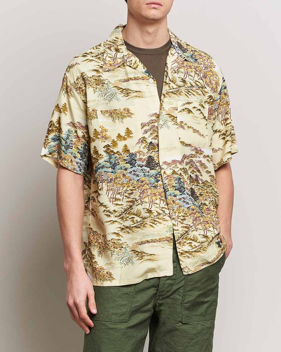 Mies | Kauluspaidat | orSlow | Printed Rayon Camp Shirt Yellow