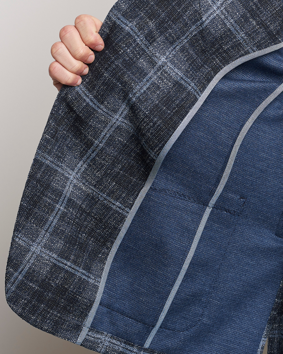 Mies | Pikkutakit | BOSS BLACK | Hanry Checked Jersey Blazer Dark Blue