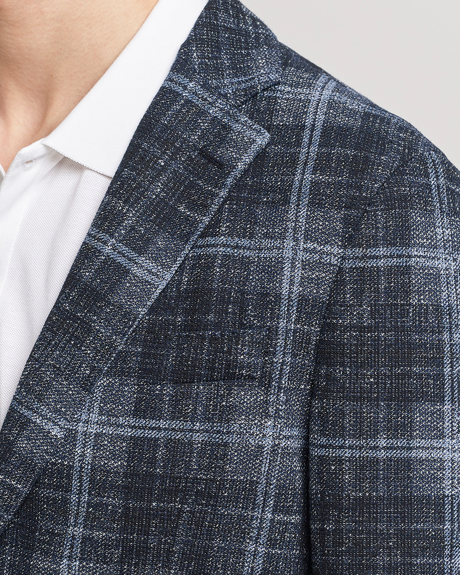 Mies | Pikkutakit | BOSS BLACK | Hanry Checked Jersey Blazer Dark Blue