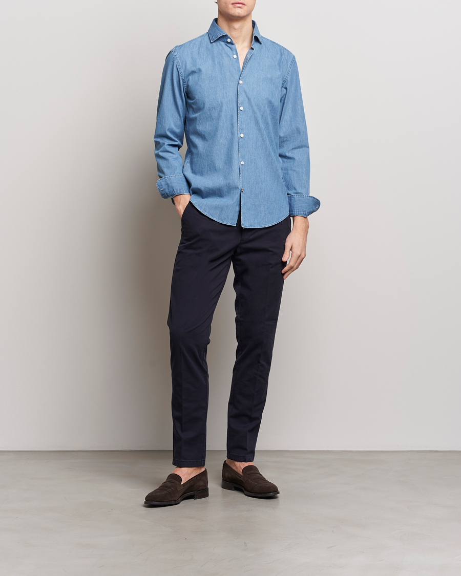 Mies | Kauluspaidat | BOSS BLACK | Hal Cotton Shirt Medium Blue