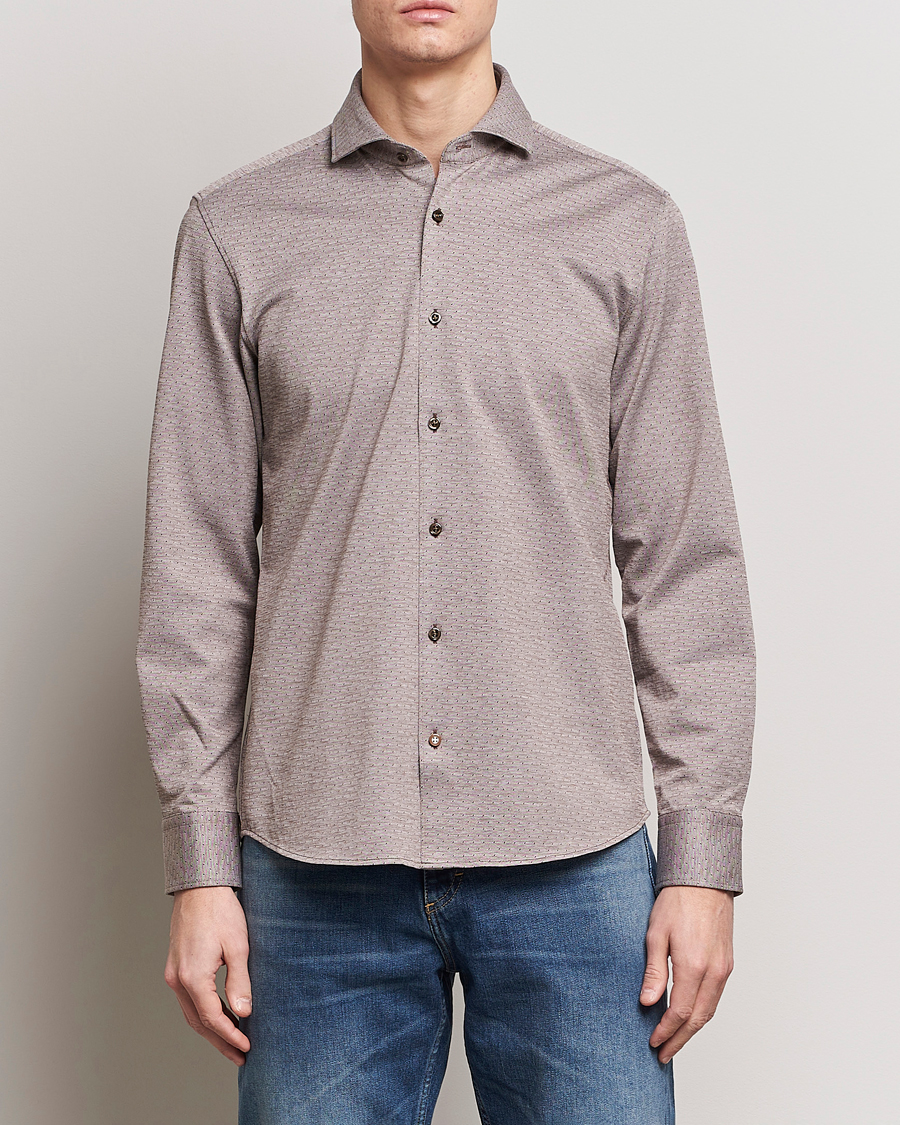 Mies | Vaatteet | BOSS BLACK | Hal Cotton Jersey Shirt Open Brown