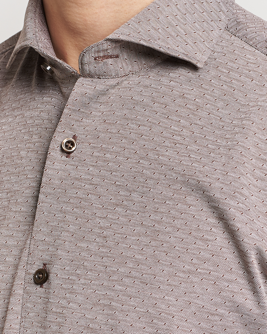 Mies | Kauluspaidat | BOSS BLACK | Hal Cotton Jersey Shirt Open Brown