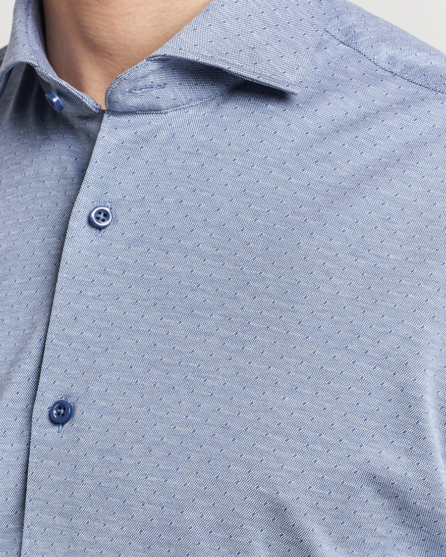 Mies | Kauluspaidat | BOSS BLACK | Hal Cotton Jersey Shirt Open Blue