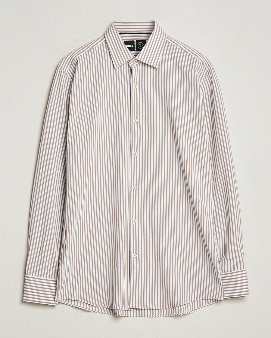 Mies | Kauluspaidat | BOSS BLACK | Hank 4-Way Stretch Striped Shirt Medium Beige