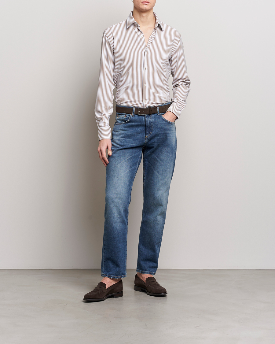 Mies | Kauluspaidat | BOSS BLACK | Hank 4-Way Stretch Striped Shirt Medium Beige