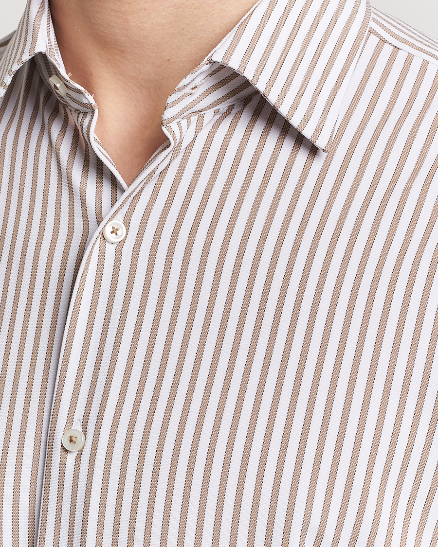 Mies | Kauluspaidat | BOSS BLACK | Hank 4-Way Stretch Striped Shirt Medium Beige