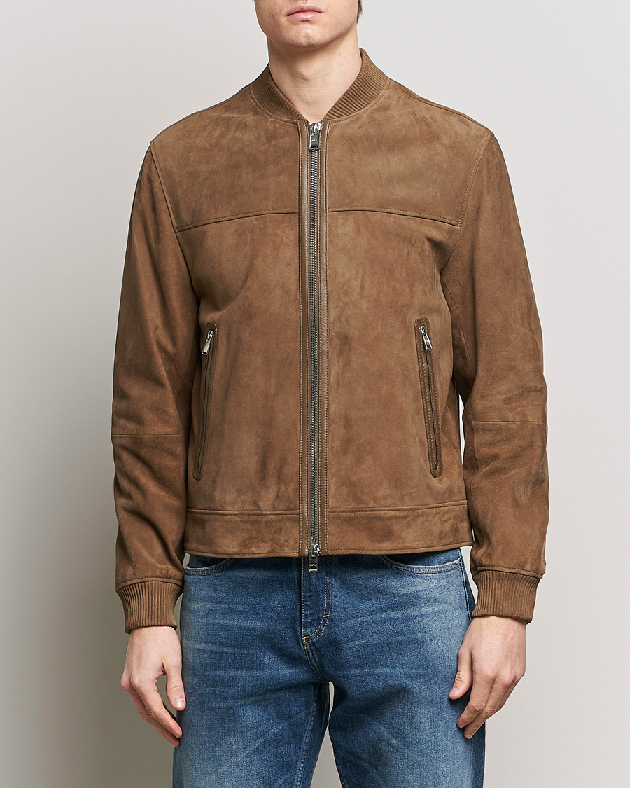 Mies | Takit | BOSS BLACK | Malbano Leather Jacket Open Brown