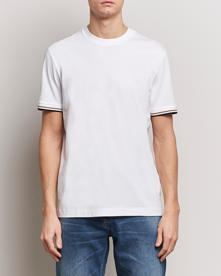 Mies | Valkoiset t-paidat | BOSS BLACK | Thompson Tipped Crew Neck T-Shirt White