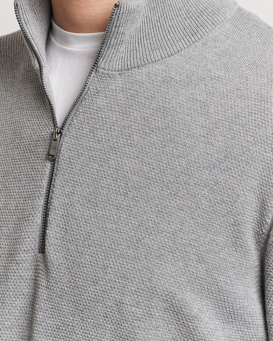 Mies | Puserot | BOSS BLACK | Ebrando Knitted Half-Zip Silver