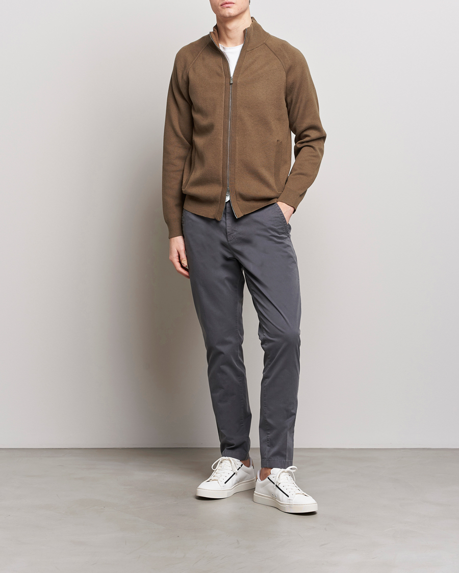 Mies | Puserot | BOSS BLACK | Perrone Knitted Full-Zip Open Brown