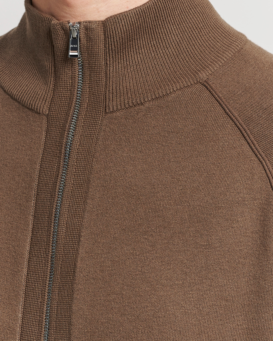 Mies | Puserot | BOSS BLACK | Perrone Knitted Full-Zip Open Brown