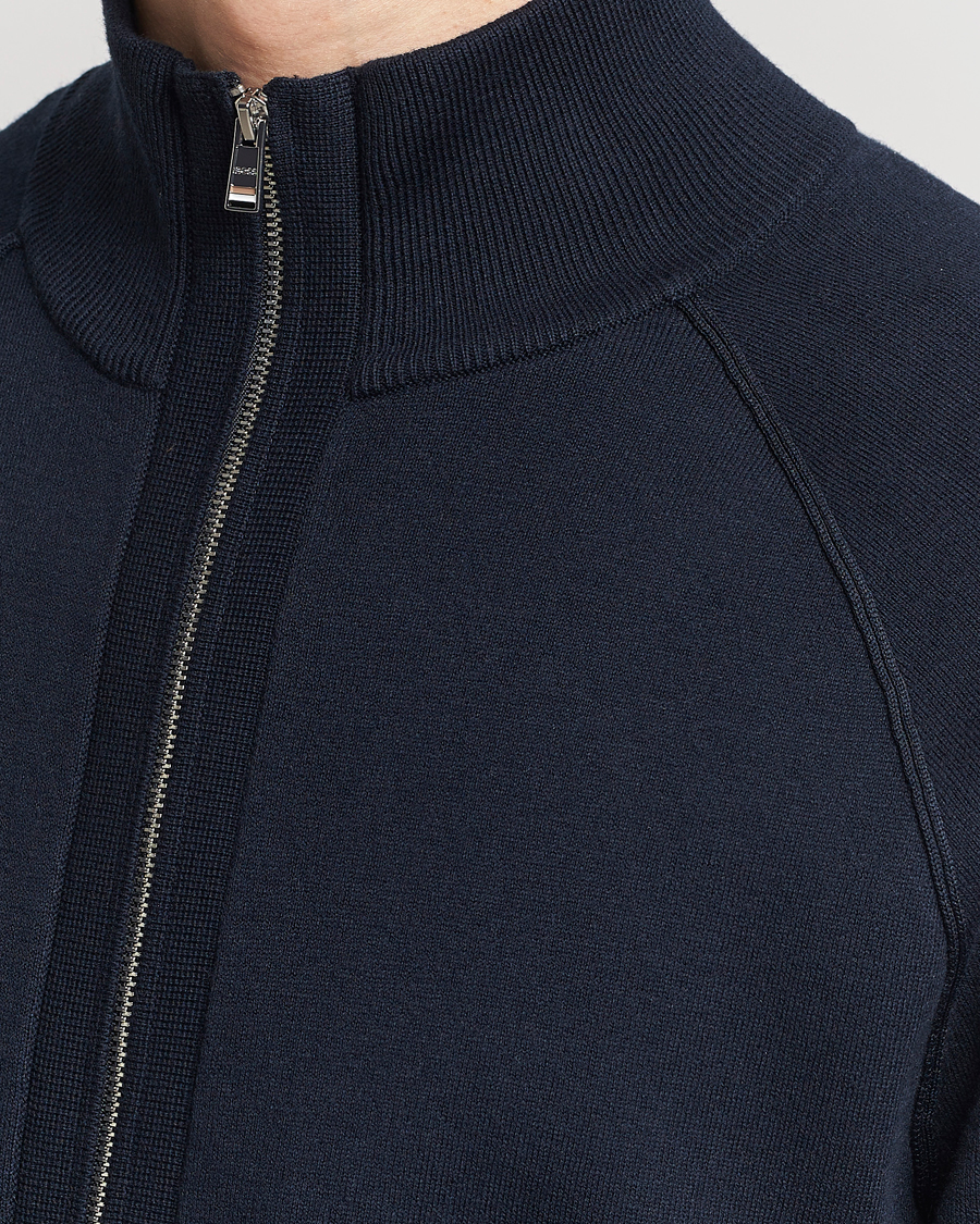 Mies | Puserot | BOSS BLACK | Perrone Knitted Full-Zip Dark Blue