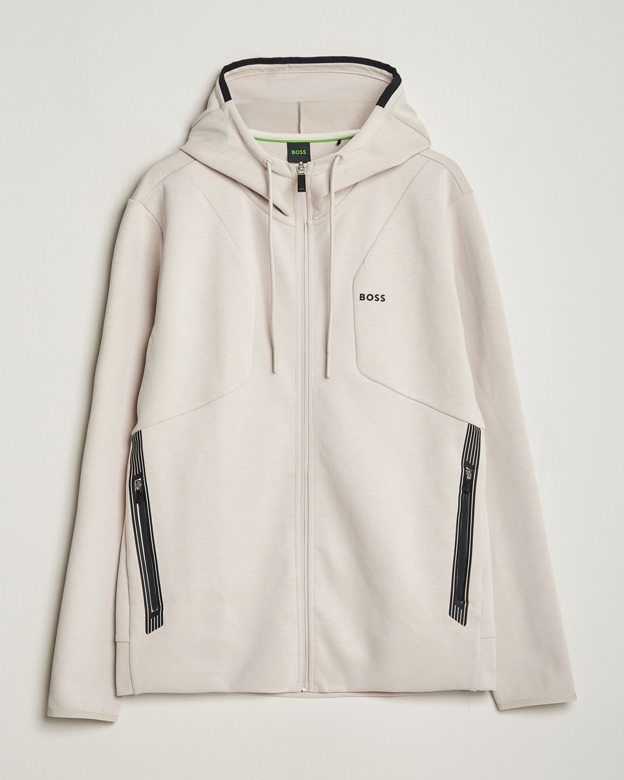 Mies | Puserot | BOSS GREEN | Saggy Full-Zip Hoodie Light Beige